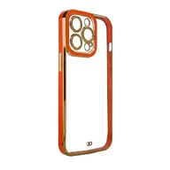 Etui i futerały do telefonów - Fashion Case etui do iPhone 12 żelowy pokrowiec ze złotą ramką czerwony - miniaturka - grafika 1