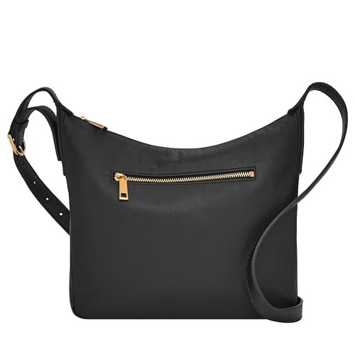 Fossil Women's Cecilia Leather Large Crossbody Purse Handbag, Black (Model: ZB1888001)