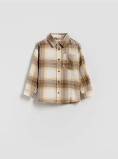 Reserved - Bawełniana koszula w kratę - beżowy - Bluzy i sweterki niemowlęce - miniaturka - grafika 1