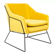 Fotele i krzesła biurowe - King Home Fotel EMMA VELVET żółty welur podstawa metal czarna MSE011000308.V20 - miniaturka - grafika 1