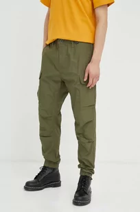 G-Star Raw spodnie bawełniane kolor zielony proste - Spodnie męskie - miniaturka - grafika 1