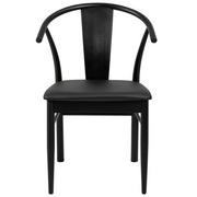 Krzesła - Actona Krzesło Do Jadalni Z Podłokietnikiem Gabers Skóropodobne Czarne - miniaturka - grafika 1