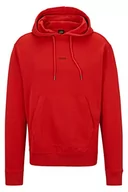Bluzy męskie - BOSS Męska bluza z kapturem Wefadehoody barwiona na kawałki z bawełny Terry z tonalnym logo, czerwony, M - miniaturka - grafika 1