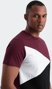 Ombre Męski t-shirt trójkolorowy bawełniany - bordowo-czarny V5 OM-TSCT-0174 S - Koszulki męskie - miniaturka - grafika 1