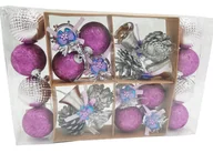 Bombki - BOMBKI CHOINKOWE MIX WXORÓW 5cm SREBRNO-FIOLETOWE - miniaturka - grafika 1