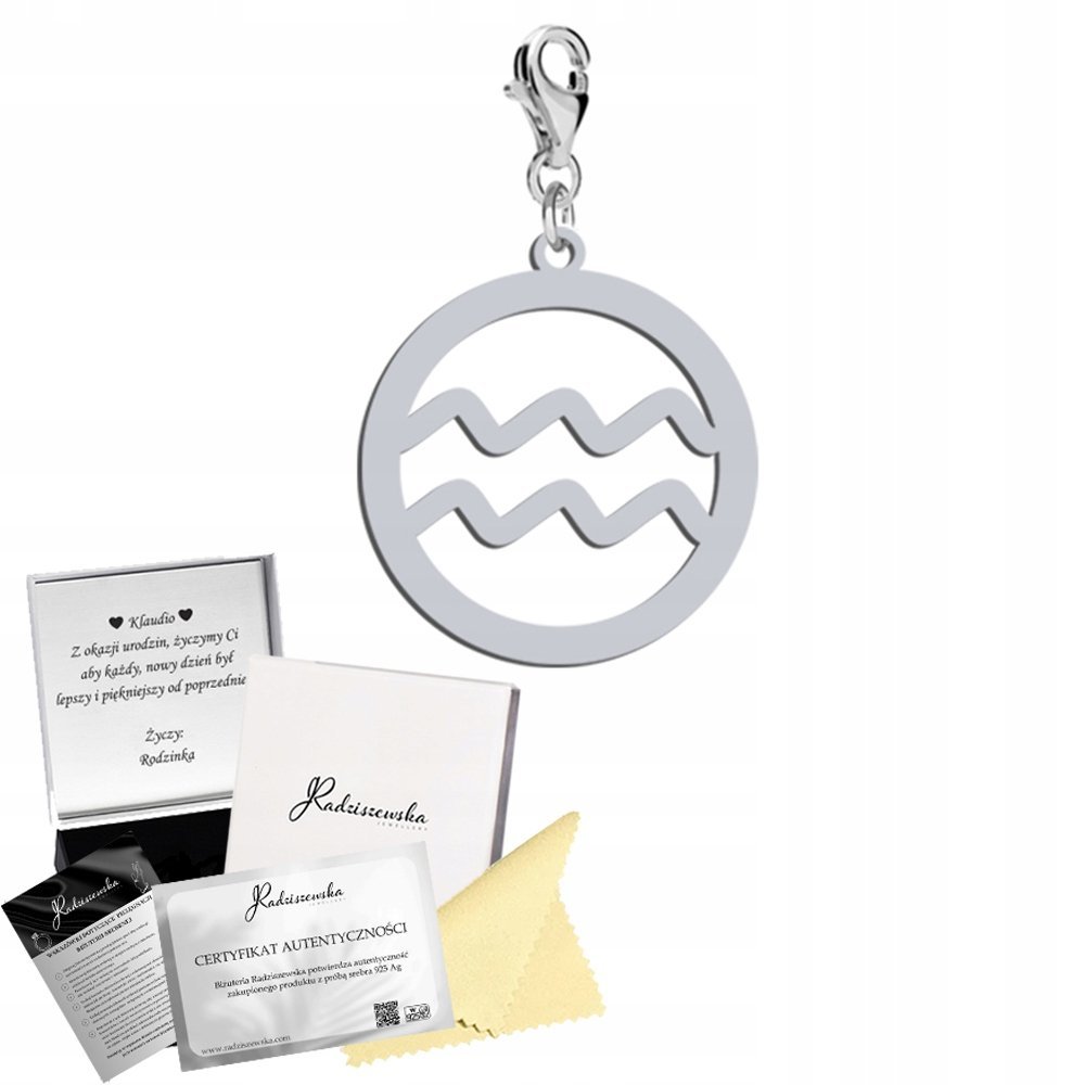 Charms Srebrny Zodiak Wodnik Karabińczyk 925 Prezent Zawieszka Biżuteria