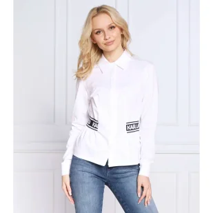Karl Lagerfeld Koszula elastic waist | Slim Fit - Koszule damskie - miniaturka - grafika 1