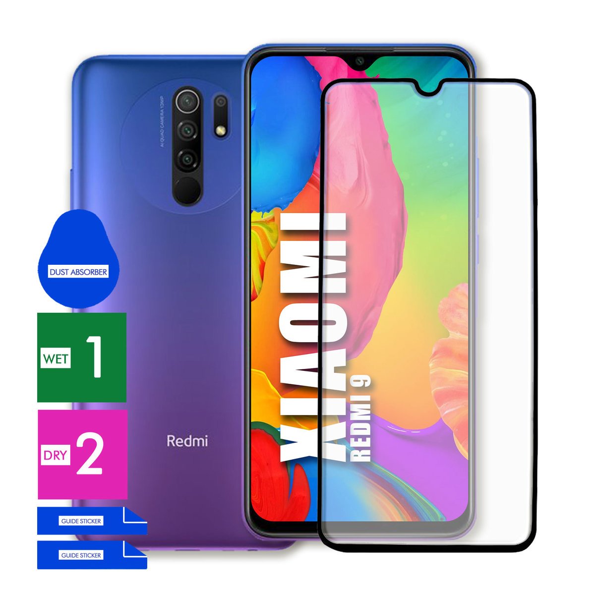 SZKŁO OCHRONNE DO XIAOMI REDMI 9 HARTOWANE 9H PEŁNE CAŁY EKRAN 5D JAKOŚĆ