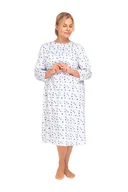 Bielizna nocna - KOSZULA NOCNA DAMSKA M RĘKAW 7/8 BAWEŁNIANA ROZPINANA NIEBIESKA DMUCHAWCE - miniaturka - grafika 1