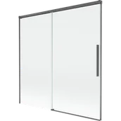 Parawany nawannowe - Mexen Rox parawan nawannowy 2-skrzydłowy rozsuwany 160 x 150 cm, transparent, gun gray szczotkowany - 8C9-160-001-66-00 - miniaturka - grafika 1