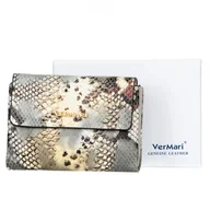 Portfele - Portfel damski Skórzany VerMari Vipera Srebrny - miniaturka - grafika 1