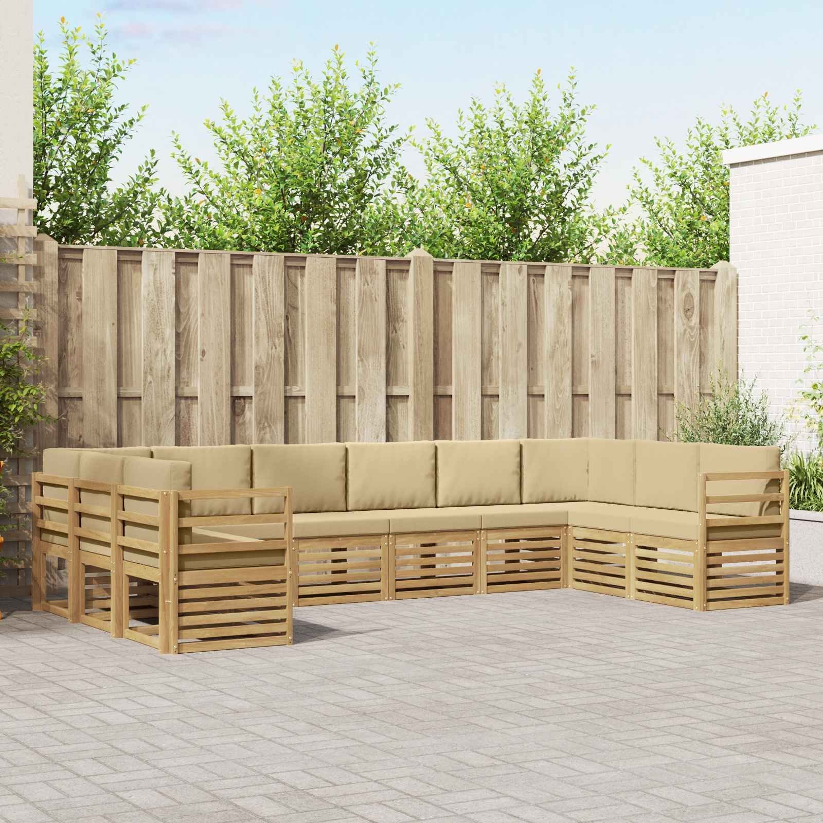 vidaXL Zestaw sofy narożnej 10 pcs Biały i Beżowy 363 x 185,5 x 73 cm