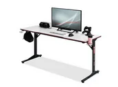 Biurka - FUNKCJONALNE BIURKO MADS 160 BIAŁY KARBON REDLINE CZARNY STELAŻ - miniaturka - grafika 1