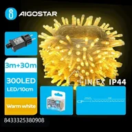 Oświetlenie świąteczne - Lampki choinkowe Aigostar Niskonapięciowe zewnętrze lamki choinkowe 300led Ciepła biel, 30m+3 Niskonapięciowe zewnętrze lamki choinkowe 300led Ciepła biel, 30m+3 - miniaturka - grafika 1