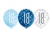 Balony i akcesoria - Unique Balony "18 Urodziny Glitz Grochy" pastel mix UNIQUE 12" 6 szt U83396 - miniaturka - grafika 1
