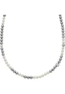 Naszyjniki męskie - Emporio Armani Męski naszyjnik ze stali nierdzewnej z zapięciem na karabińczyk Szary i biały 57Lx0.8Wxcm - miniaturka - grafika 1