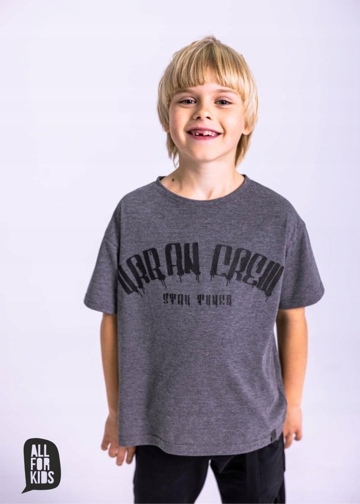 T-shirt chłopięcy Szary All for kids roz. 140/146