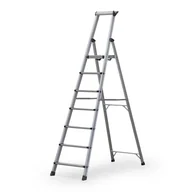 Pozostałe wyposażenie warsztatu - Schody aluminiowe jednostronne z półką, 1x7 stopni, wysokość 1,68 m - miniaturka - grafika 1