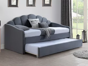 Łóżko Do Sypialni Bella Velvet 90X200 Szare Wysuwane Dwuosobowe - Łóżka - miniaturka - grafika 1