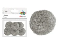 Pozostałe akcesoria dla plastyków - Titanum Pompony włóczkowe 3cm jasnoszare 6szt - miniaturka - grafika 1