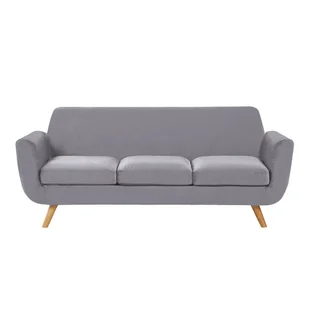 Beliani Sofa 3-osobowa welurowa szara BERNES - Sofy i kanapy - miniaturka - grafika 1