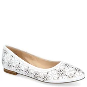 Baleriny - Ażurowe balerinki skórzane - CAPRICE 9-22101-20 BIAŁE - miniaturka - grafika 1