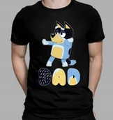 Koszulki męskie - KOSZULKA Z NADRUKIEM MĘSKA ŚMIESZNA T-SHIRT Dzień Ojca Taty Bluey Blu r. L - miniaturka - grafika 1