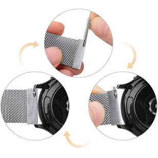 Bransoleta Uniwersalna Alogy Milanese Magnetic Strap Pasek z magnesem do smartwatcha 22mm Srebrny - Akcesoria do smartwatchy - miniaturka - grafika 5