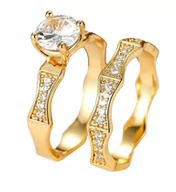 Pierścionki - Złote Obrączki Para Ślubne Stal Pozłacane R.17/19 - miniaturka - grafika 1