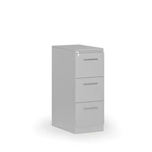 Kartoteka metalowa PRIMO z drewnianym frontem A4, 3 szuflady, szary/szary - Szafy biurowe - miniaturka - grafika 1