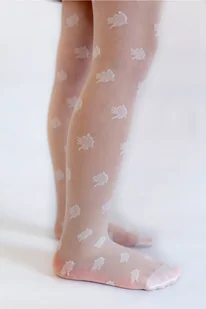 Rajstopy dziecięce Aurellie z wzorem w róże w kolorze białym 20 den 146/152 - Rajstopy dziecięce - miniaturka - grafika 1