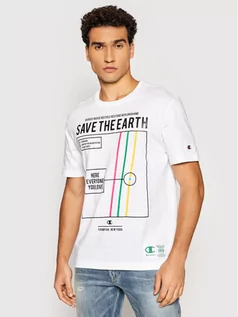 Koszulki męskie - Champion T-Shirt Eco Graphic Print 216963 Biały Comfort Fit - grafika 1