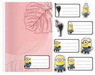 Szkolne artykuły papiernicze - NAKLEJKI NA ZESZYT ZESZYTY NALEPKA 8szt - MINIONKI WZORY Z BAJEK + POSTACIE - miniaturka - grafika 1