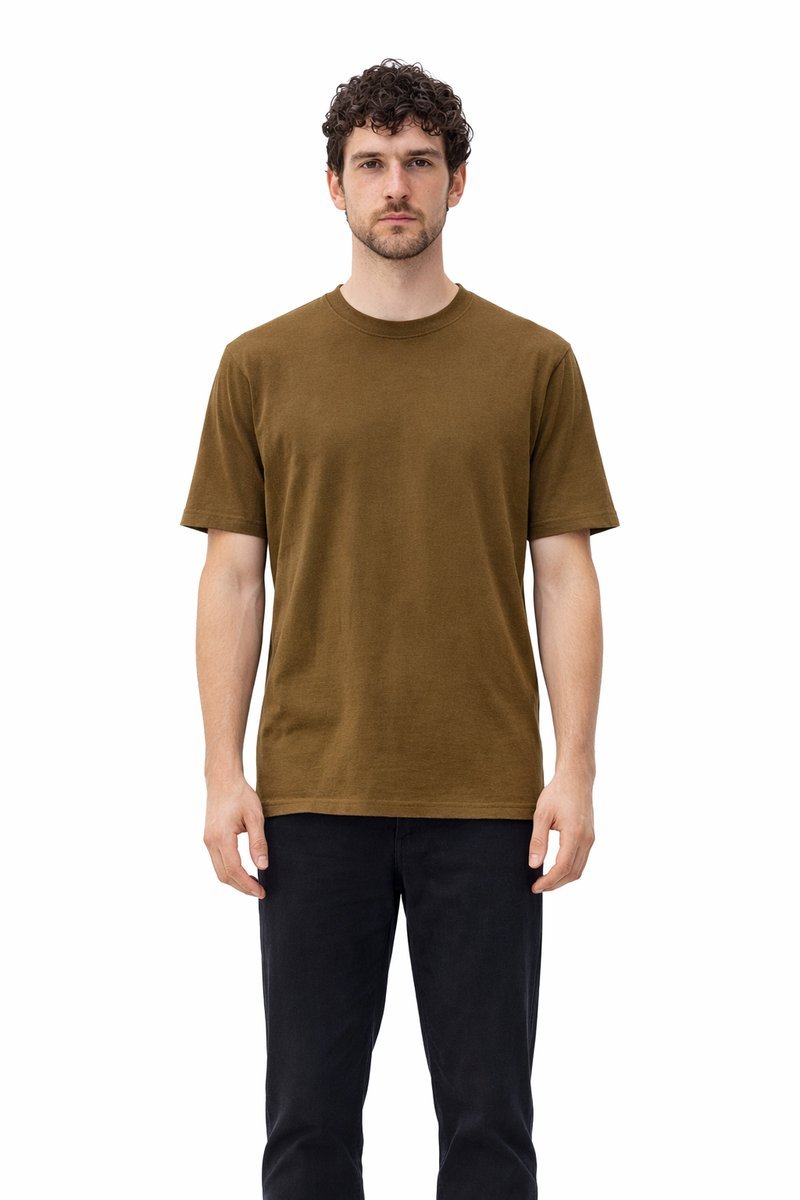 LACOSTE KLASYCZNY T-SHIRT MĘSKI BRĄZOWY GŁADKI KRÓTKI RĘKAW XL I4A