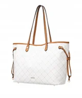 Torebki damskie - Duża Torebka Damska Shopper Z Kosmetyczką PUCCINI Biała BLXP0013D-0 - miniaturka - grafika 1
