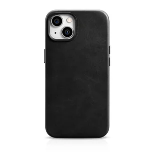 iCarer Oil Wax Premium Leather Case skórzane etui iPhone 14 magnetyczne z MagSafe czarny (WMI14220701-BK) - Etui i futerały do telefonów - miniaturka - grafika 1