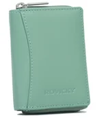 Portfele - Skórzany portfel damski Rovicky na zatrzask portmonetka na karty dokumenty gotówkę, miętowy - miniaturka - grafika 1