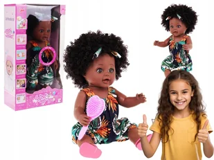 Duża Lalka Kasia Ruchome Rączki I Nóżki Lala Mulatka Afroloki Ubranko - Akcesoria dla lalek - miniaturka - grafika 1
