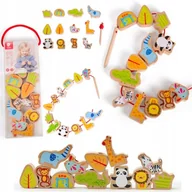 Klocki - Classic World Drewniane Klocki Do Nawlekania Zoo 13 El. - miniaturka - grafika 1