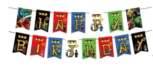 Girlanda papierowa Happy Birthday NINJAGO (1 szt) - Dekoracje sali - miniaturka - grafika 1