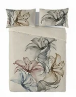 Pościel - Matex Pościel lniana 220x200 Linen 02 kwiaty beżowa kolorowa w pudełku - miniaturka - grafika 1