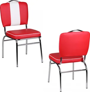 Krzesło do jadalni American Diner 50s retro czerwone białe - Krzesła - miniaturka - grafika 1