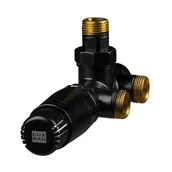 Głowice termostatyczne - Zestaw termostatyczny kątowy PRAWY czarny 1-OTW LUXRAD - miniaturka - grafika 1