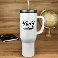 Kubki termiczne - Biały kubek termiczny 1200 ml ze stali nierdzewnej z Twoim nadrukiem - miniaturka - grafika 1