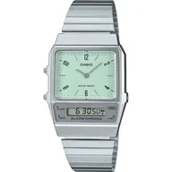 Zegarki męskie - Casio Vintage zegarek srebrny w stylu Retro z miętową tarczą AQ-800E-3AEF - miniaturka - grafika 1