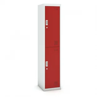 B2B Partner Szafka szatniowa dwudrzwiowa, 1800 x 380 x 450 mm, szara/czerwona, 1+1 GRATIS 485026 - Szafki BHP - miniaturka - grafika 1