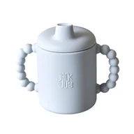 Kubki dla dzieci - Jasnoszary silikonowy kubek niekapek JackOJuno - miniaturka - grafika 1