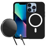Etui i futerały do telefonów - Etui do MagSafe Ultra Slim Mag Alogy do ładowarek Qi do Apple iPhone 13 Pro Czarne + Ładowarka indukcyjna - miniaturka - grafika 1