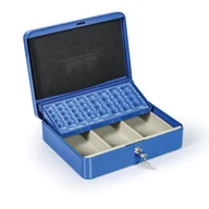 Sejfy i kasy pancerne - Kasetka na pieniądze z wkładką EURO, 90 x 300 x 240 mm, niebieska - miniaturka - grafika 1