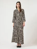 Sukienki - YAS Sukienka w kolorze beżowo-czarnym - miniaturka - grafika 1